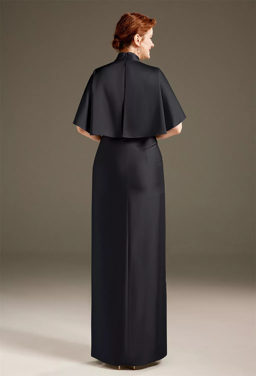 AW Luster Black Metallic  Mother of The Bride Dresses With Wraps